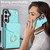Samsung Galaxy S26 Rhombic Texture Card Bag Phone Case with Long Lanyard - Mint Green
