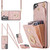 Samsung Galaxy S26 Rhombic Texture Card Bag Phone Case with Long Lanyard - Rose Gold