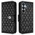 Samsung Galaxy S26 Rhombic Texture Flip Leather Phone Case with Lanyard - Black