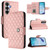 Samsung Galaxy S26 Rhombic Texture Flip Leather Phone Case with Lanyard - Coral Pink