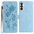 Samsung Galaxy S26 Rose Flower Embossing Pattern Leather Phone Case - Sky Blue