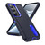 Samsung Galaxy S26 Rugged PC Hybrid Silicone Phone Case with Holder - Dark Blue+Royal Blue