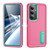 Samsung Galaxy S26 Rugged PC Hybrid Silicone Phone Case with Holder - Rose Red+Light Green