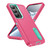 Samsung Galaxy S26 Rugged PC Hybrid Silicone Phone Case with Holder - Rose Red+Light Green