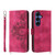 Samsung Galaxy S26 Skin Feel Flowers Embossed Wallet Leather Phone Case - Wine Red
