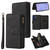 Samsung Galaxy S26 Skin Feel Multi Card Slots Zipper Wallet Leather Phone Case - Black