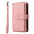 Samsung Galaxy S26 Skin Feel Multi Card Slots Zipper Wallet Leather Phone Case - Pink