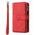 Samsung Galaxy S26 Skin Feel Multi Card Slots Zipper Wallet Leather Phone Case - Red
