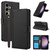 Samsung Galaxy S26 Skin Feel Pure Color Card Slots Leather Phone Case with Dual Lanyard - Black