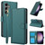 Samsung Galaxy S26 Skin Feel Pure Color Card Slots Leather Phone Case with Dual Lanyard - Green