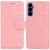 Samsung Galaxy S26 Skin Feel Pure Color Flip Leather Phone Case - Pink