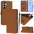 Samsung Galaxy S26 Skin Feel Solid Color Leather Phone Case with Lanyard - Brown