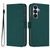 Samsung Galaxy S26 Skin Feel Solid Color Leather Phone Case with Lanyard - Dark Green