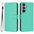 Samsung Galaxy S26 Skin Feel Solid Color Leather Phone Case with Lanyard - Green