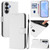 Samsung Galaxy S26 Skin Feel Solid Color Leather Phone Case with Lanyard - White