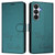 Samsung Galaxy S26 Smile Embossing RFID Leather Phone Case - Peacock Green