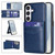 Samsung Galaxy S26 Solid Color Card Slots Bracket PU Phone Case - Blue