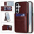 Samsung Galaxy S26 Solid Color Card Slots Bracket PU Phone Case - Brown