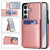 Samsung Galaxy S26 Solid Color Card Slots Bracket PU Phone Case - Rose Gold