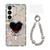 Samsung Galaxy S26 Sparkling IMD Heart-Shaped Mirror Magnetic Phone Case with Bracelet - Glitter Star