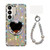 Samsung Galaxy S26 Sparkling IMD Heart-Shaped Mirror Magnetic Phone Case with Bracelet - Love Transparent