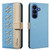 Samsung Galaxy S26 Splicing Color Hollow Flower Pattern RFID Leather Phone Case - Baby Blue