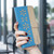 Samsung Galaxy S26 Splicing Color Hollow Flower Pattern RFID Leather Phone Case - Baby Blue