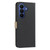 Samsung Galaxy S26 Splicing Color Hollow Flower Pattern RFID Leather Phone Case - Black