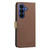 Samsung Galaxy S26 Splicing Color Hollow Flower Pattern RFID Leather Phone Case - Brown