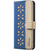 Samsung Galaxy S26 Splicing Color Hollow Flower Pattern RFID Leather Phone Case - Dark Blue