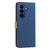 Samsung Galaxy S26 Splicing Color Hollow Flower Pattern RFID Leather Phone Case - Dark Blue