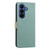 Samsung Galaxy S26 Splicing Color Hollow Flower Pattern RFID Leather Phone Case - Green
