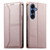 Samsung Galaxy S26 Stitched Line Magnetic RFID Vegan Leather Phone Case - Pink