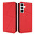 Samsung Galaxy S26 Strong Magnetic Frosted Flip Leather Phone Case - Red