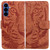 Samsung Galaxy S26 Tiger Embossing Pattern Flip Leather Phone Case - Brown