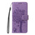 Samsung Galaxy S26 Tree & Cat Embossed Pattern Flip Leather Phone Case - Light Purple