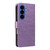 Samsung Galaxy S26 Tree & Cat Embossed Pattern Flip Leather Phone Case - Light Purple