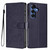 Samsung Galaxy S26 Tree Cat Embossed Flip Vegan Leather Phone Case - Dark Blue