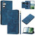 Samsung Galaxy S26 Tulips Embossed Leather Phone Case with Lanyard - Blue
