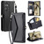 Samsung Galaxy S26 Wallet Multi-card Slot Leather Phone Case with Lanyard - Black