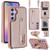Samsung Galaxy S26 Wristband Vertical Flip Wallet Back Cover Phone Case with Long Lanyard - Rose Gold
