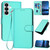 Samsung Galaxy S26 YX0070 Carbon Fiber Buckle Leather Phone Case with Lanyard - Light Blue