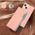 Samsung Galaxy A37 5G ABEEL Color Block Magnetic RFID Leather Phone Case - Pink-Cyan