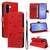 Samsung Galaxy A37 5G Cat and Bee Embossed Flip Leather Phone Case - Red