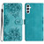 Samsung Galaxy A37 5G Cherry Blossom Butterfly Skin Feel Embossed PU Phone Case - Green