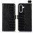 Samsung Galaxy A37 5G Crocodile Top Layer Cowhide Leather Phone Case - Black