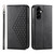 Samsung Galaxy A37 5G Cubic Grid Calf Texture Magnetic Leather Phone Case - Black