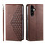 Samsung Galaxy A37 5G Cubic Grid Calf Texture Magnetic Leather Phone Case - Brown