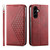 Samsung Galaxy A37 5G Cubic Grid Calf Texture Magnetic Leather Phone Case - Red