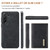 Samsung Galaxy A37 5G DG.MING M1 Series 3-Fold Multi Card Wallet + Magnetic Phone Case - Black